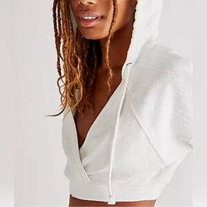 We The Free/ Free People Lexie White Cropped Hoodie